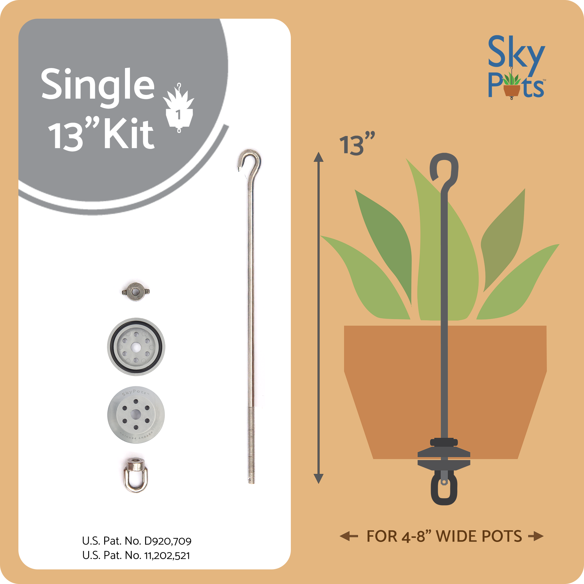plant pot with hanger SkyPots - Pot Hanger for Plants - Connectable Hanging Planter Kit - Pot not Included