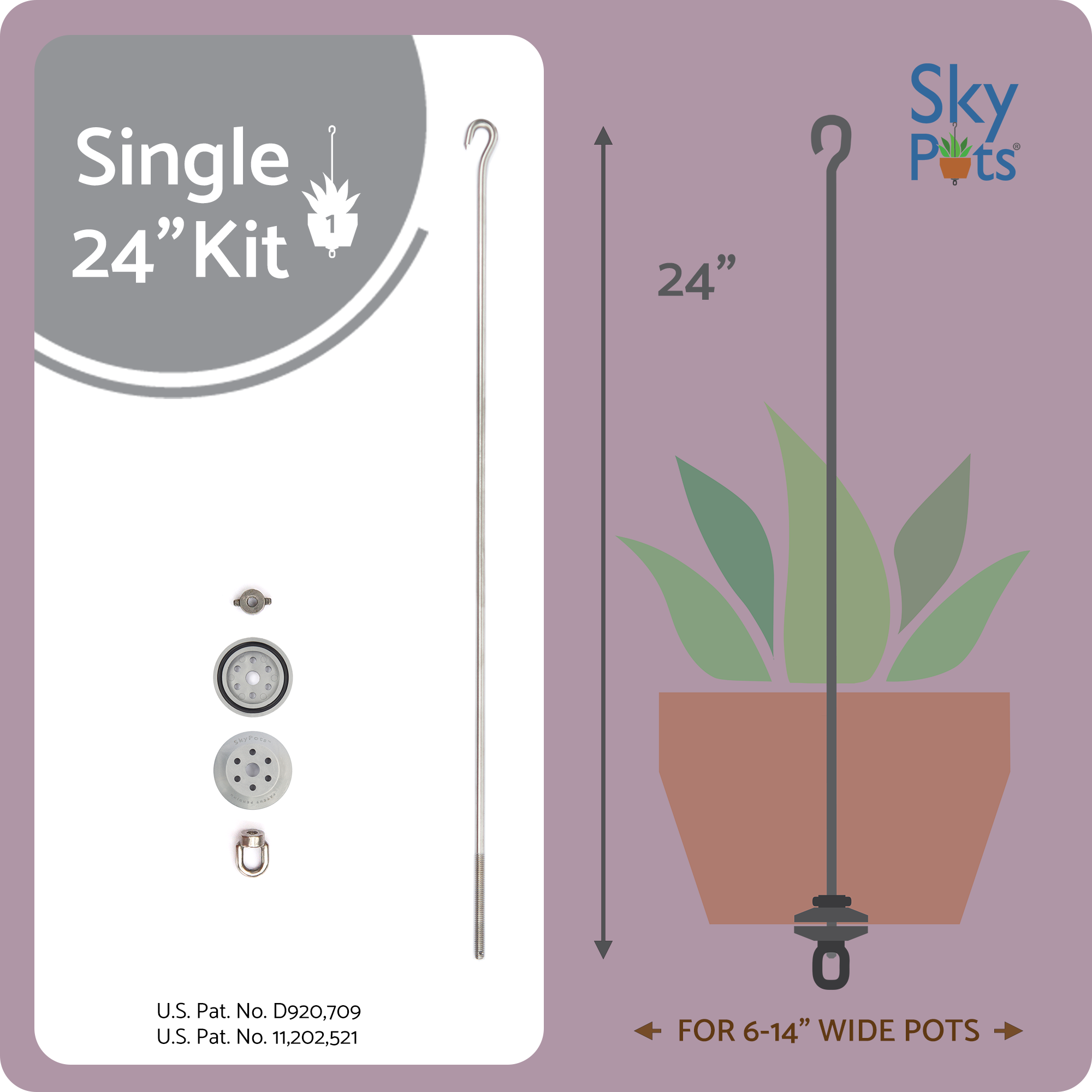 24 inch plant hanger SkyPots - Pot Hanger for Plants - Connectable Hanging Planter Kit - Pot not Included