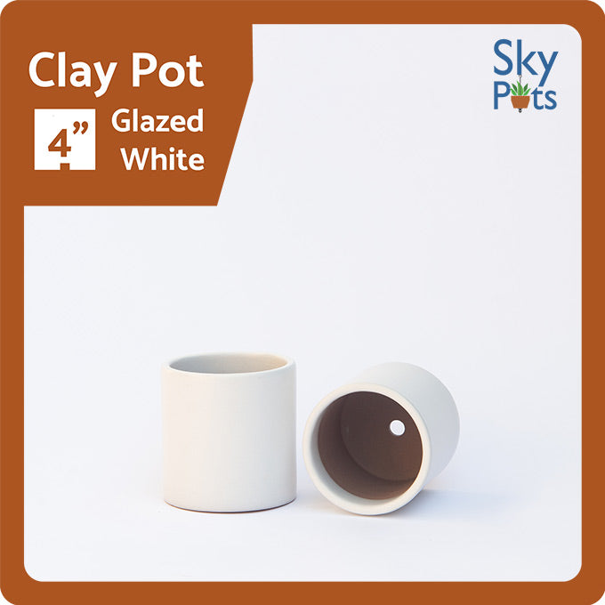 5 inch white ceramic plant pots White Clay Pot