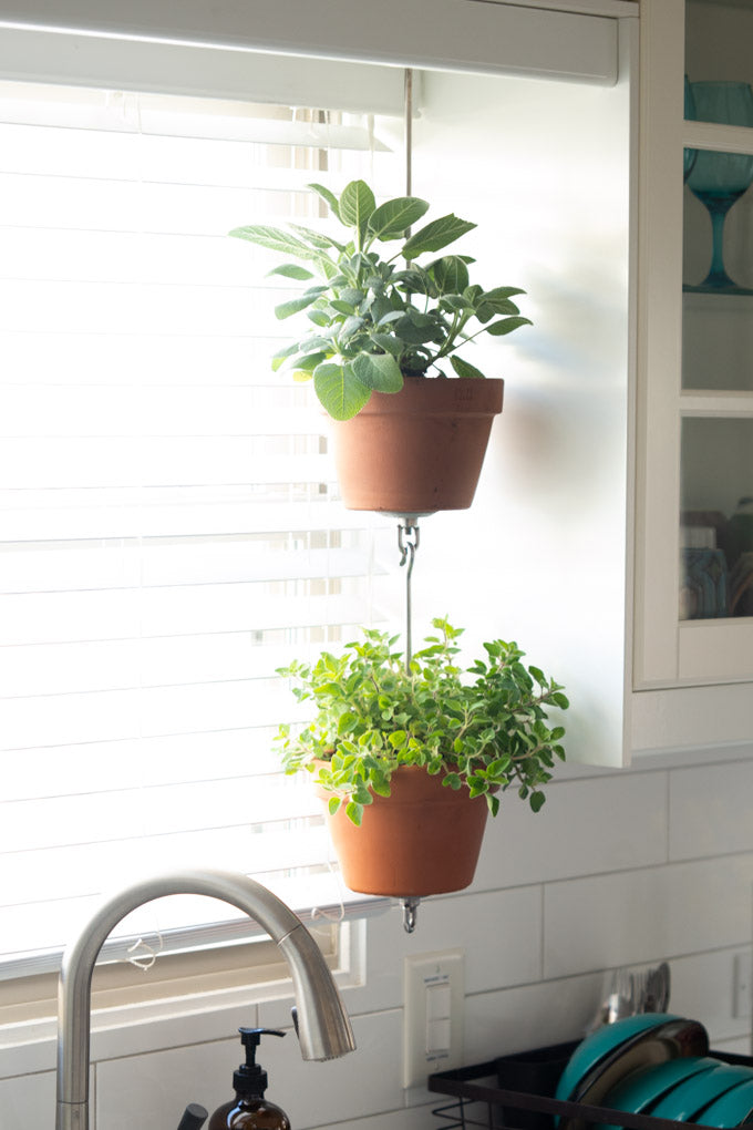 hanging kitchen planter SkyPots - Two (2) Pot Hangers for Plants + Accessories - Connectable Hanging Planter Kits - Pots not Included