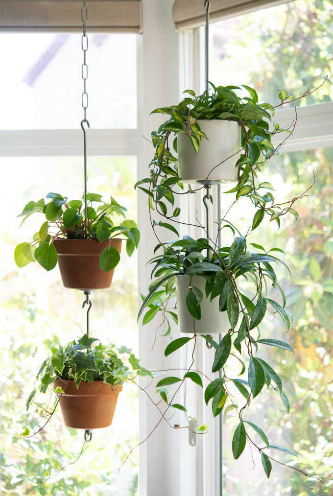 small hanging plant pot SkyPots - Two (2) Pot Hangers for Plants + Accessories - Connectable Hanging Planter Kits - Pots not Included