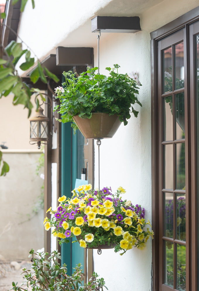 hanging plant pots balcony SkyPots - Seven (7) Pot Hangers for Plants + Accessories - Connectable Hanging Planter Kits - Pots not Included