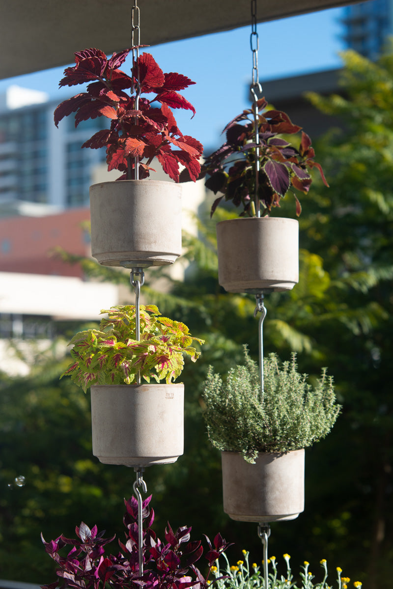 balcony hanging plant holder SkyPots - Five (5) Pot Hangers for Plants + Accessories - Connectable Hanging Planter Kits - Pots not Included