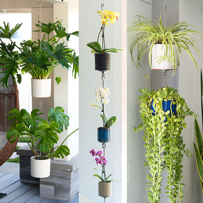 pots for indoor hanging plants SkyPots - Seven (7) Pot Hangers for Plants + Accessories - Connectable Hanging Planter Kits - Pots not Included