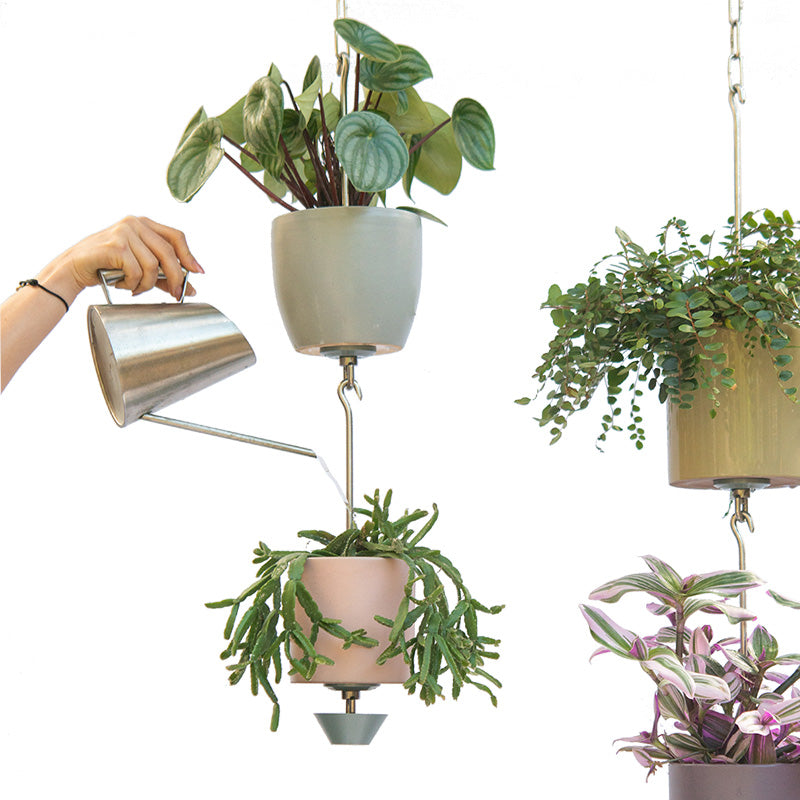 best hanging pots for plants SkyPots - Eight (8) Pot Hangers for Plants + Accessories - Connectable Hanging Planter Kits - Pots not Included