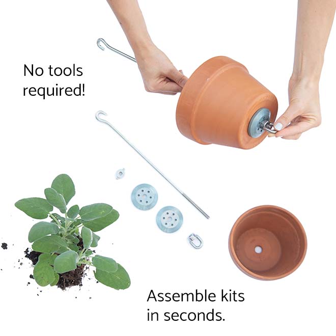 Image shows how kits are assembled around the drain hole. No tools required! Assemble kits in seconds.