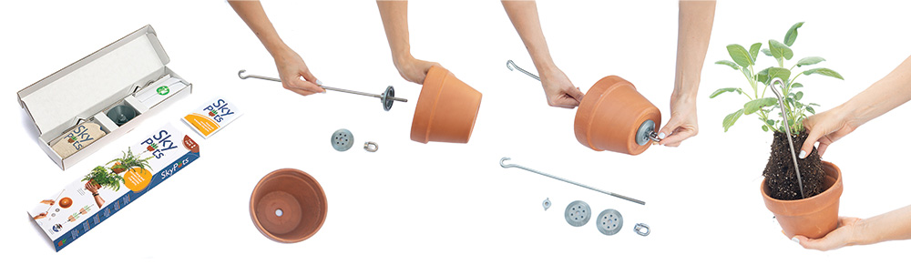 Image shows how kits are assembled by hand around ordinary pots.